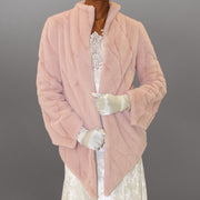 Pointy cozy faux-fur pink jacket