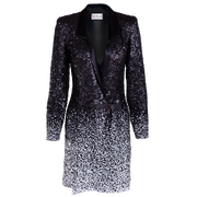 Black & white mate sequins blazer-dress, crossed with buckle hook