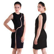 Little black dress with an S-shaped cut-out slit