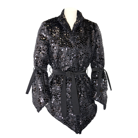Faceted glittering V-shaped coat